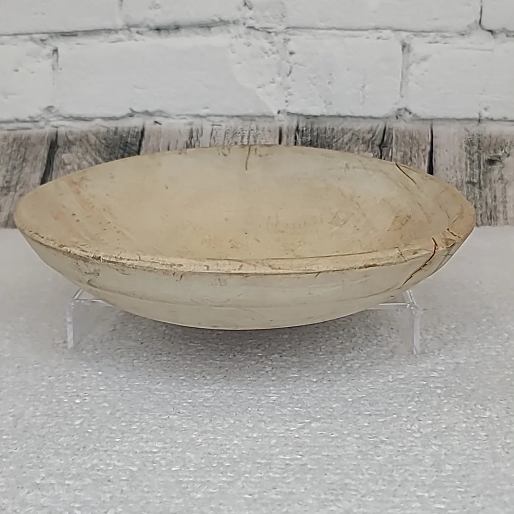 Vintage Farmhouse Mid Century Modern Wooden Large Hand Carved Dough/Salad Bowl